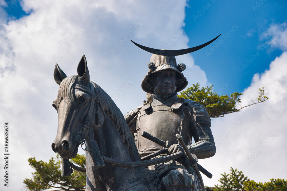 仙台城の伊達政宗像 Wall Mural Wallpaper Murals K