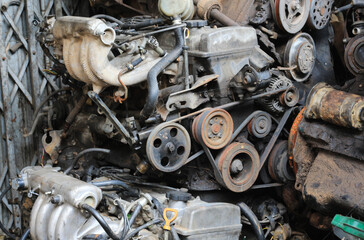 Wall Mural - Many old automotive spare parts,Machine parts