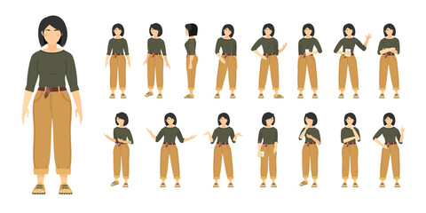 Female character constructor with various views