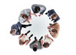 © ASDF - top view. the business team is brainstorming