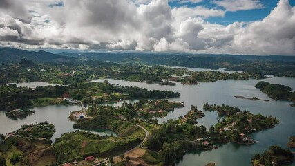 Wall Mural - Timelapse view of Guatape Reservoir near Medellin, Antioquia Department, Colombia.