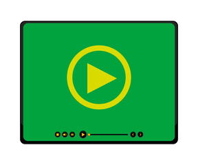 Poster - Media video player interface. Play web media player icon. Flat multimedia player for mobile apps video services