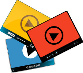 Poster - Video player in a flat style. Video player for the web. Video and audio player set isolated on white. Design Media Player. Media Player interface. Skin media player.