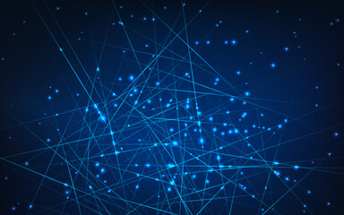 Poster - Neural Networks. AI. Artificial intelligence and deep learning concept. Lines and Nodes connected into cells computer web. Vector