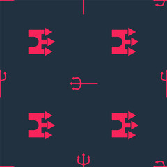 Set Castle and Neptune Trident on seamless pattern. Vector.