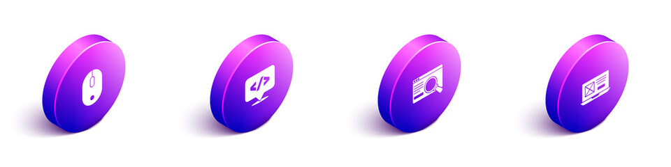 Set Isometric Computer mouse, Front end development, UI or UX design and icon. Vector.