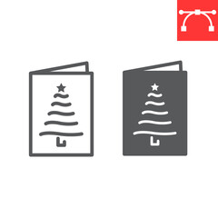 Aufkleber - Christmas greeting card line and glyph icon, merry christmas and invitation, greeting card sign vector graphics, editable stroke linear icon, eps 10.