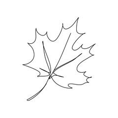 maple leaf in an elegant continuous line art style isolated on white background. editable stroke.