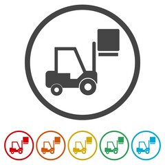 Poster - Forklift loader ring icon, color set