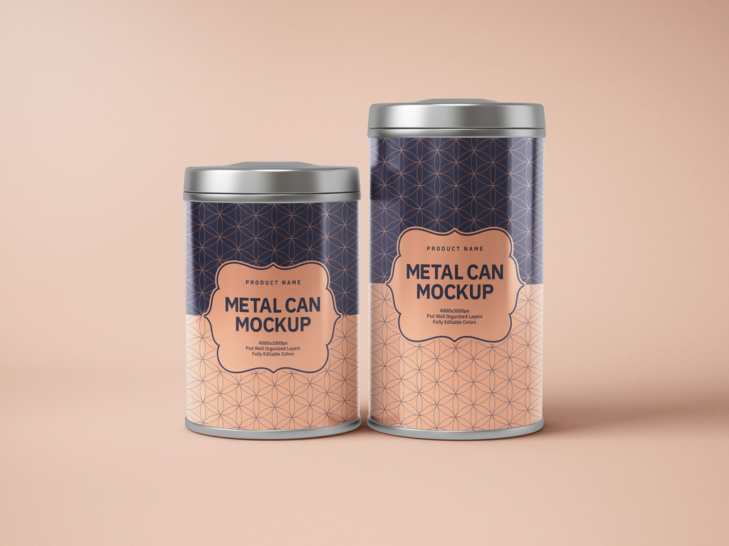 Glossy Metal Cylinder Tin Can Mockup Stock Template Adobe Stock