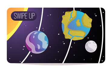 Wall Mural - Screensaver for computer game with space planets cartoon vector illustration.