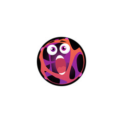 Wall Mural - Screaming fantasy planet character, flat cartoon vector illustration isolated