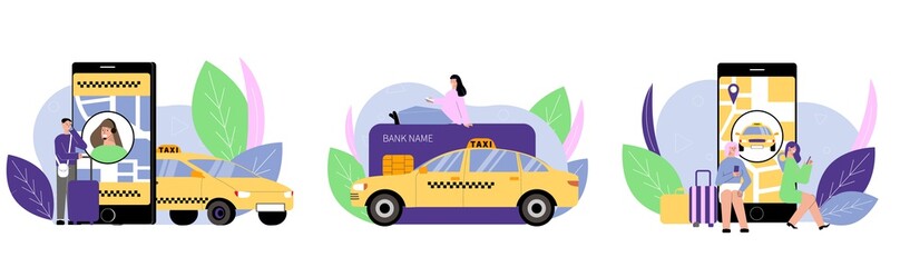 Canvas Print - Taxi Services Flat Compositions