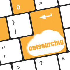 Poster - outsourcing word button on computer keyboard key