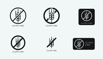 Wall Mural - Set of vector flat icons. Gluten free