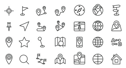 Wall Mural - Set of vector linear icons. Navigation