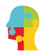 Sticker - puzzle profile human mental health care icon