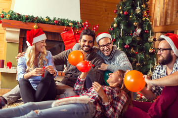 Canvas Print - Friends having fun on New Year's day