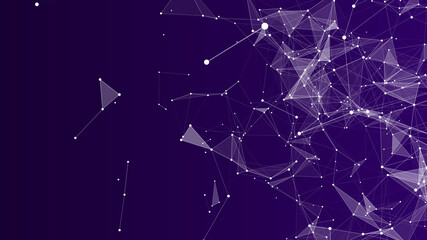 Abstract background with moving dots and lines. Network connection structure. Vector futuristic illustration. Digital technology design.
