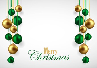 Wall Mural - Gold and green christmas balls with shadow