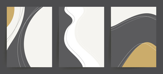 Wall Mural - elegant, trendy abstract shapes backgrounds. minimal cover design templates. set of 3 minimalist, ab
