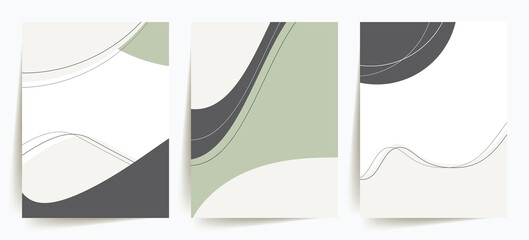Wall Mural - elegant, trendy abstract shapes backgrounds. minimal cover design templates. set of 3 minimalist, ab