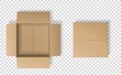 © paketesama - Realistic cardboard box set, opened and closed top view