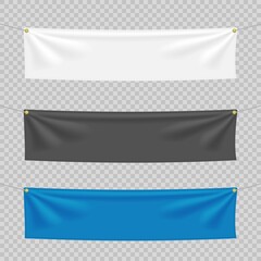 Wall Mural - black, white and blue textile banners with folds