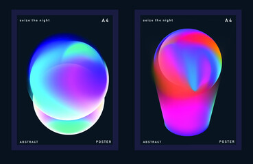 Aufkleber - Abstract posters with gradient neon blurs. 