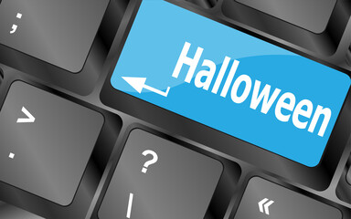 Poster - halloween key on computer keyboard. holiday concept