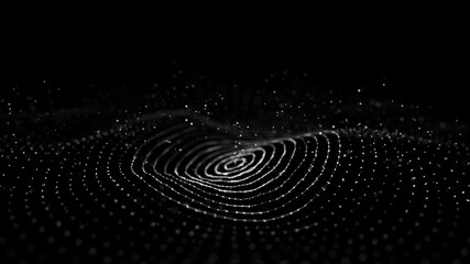 Wall Mural - Wave of particles. Abstract background with a dynamic wave. Futuristic wave of black dots. Futuristic particles background. Big data visualization. 3D rendering.