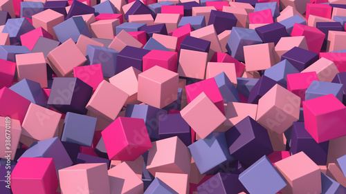 Group of colorful cubes. Abstract illustration, 3d render. © dinachi