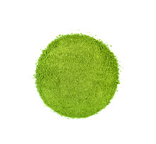 Top View Of Green Tea Powder On White Background.