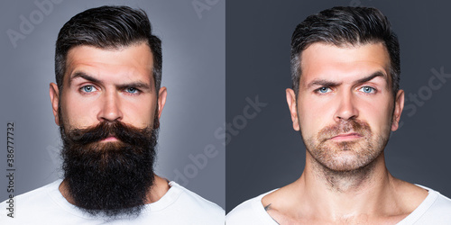 Fotografía Bearded man with beard and mustache in barbershop