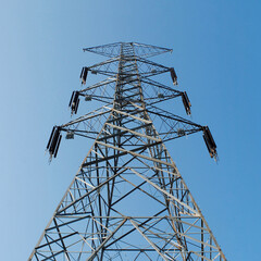 High voltage post or High voltage tower  with blue sky backgrpund in the morning