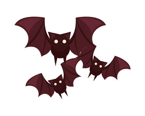 Canvas Print - halloween bats flying isolated icon