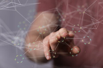 connection binary code interface digital touch