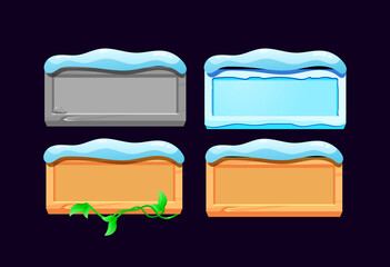 Wall Mural - set of gui rock, ice, wooden, and wooden leaf button with christmas theme for game ui asset elements