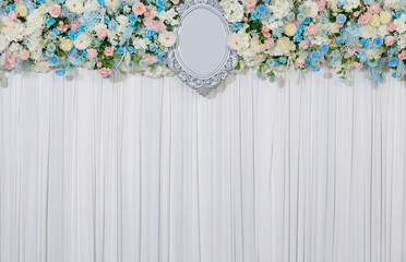 Wall Mural - wedding flower backdrop background, colorful background, fresh rose, bunch of flower
