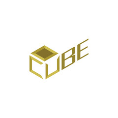 Poster - 3d Golden  cube text logo design vector