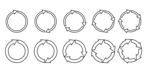 Poster - Vector icon of circular arrows. Set of signs of movement and circulation. Black traffic symbols. Stock image. EPS 10.