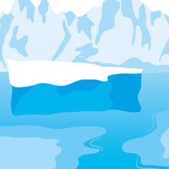  Cartoon nature winter arctic ice landscape with icebergs
