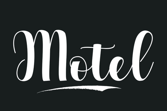 Motel Bold Calligraphy White Color Text On Dork Grey Background