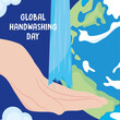 © Jeronimo Ramos - global handwashing day, falling water in hand planet card