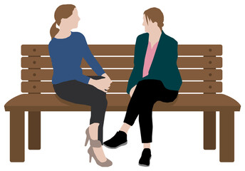 Wall Mural - People (daily common life ) silhouette vector illustration / women talking on a bench