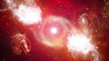 Wall Mural - Abstract Colorful nebulae of outer Deep space Stars particles loop 3D 4K Animation. Light beam, shine through the clouds, dust shock waves consisting Background. Titles, Intro, Logo Reveal, Effect.