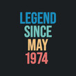 © NetArt - Legend since May 1974 - retro vintage birthday typography design for Tshirt