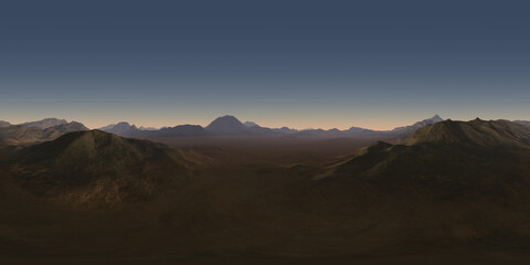 Wall Mural - 360 degree night desert landscape. equirectangular projection, environment map, hdri spherical panor