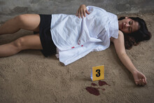 Body Young Woman Girl Dead Was Thief Violence Sexual Raped And Killed On Floor Ground At Abandon House