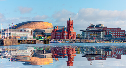 Wall Mural - Panoramic view of the Cardiff Bay - Cardiff, Wales